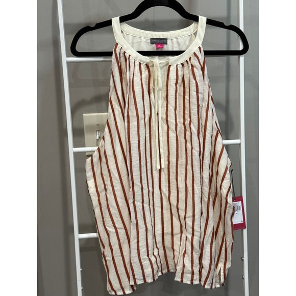 Vince Camuto Tops - Vince Camuto Womens XXL Striped Halter Blouse Chili Red Cream NWT Boho Nautical